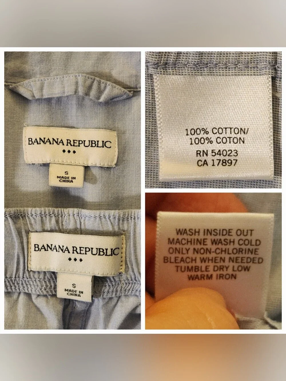 💙Banana Republic💙 - Blue Two-Piece Cotton Pajama PJ Lounge Set w/Navy Piping